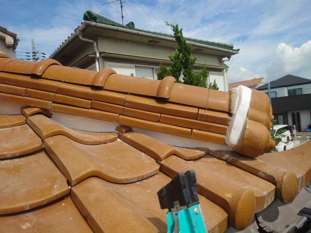 姫路市で漆喰の詰め直し施工